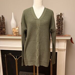 Olive V-Neck Women's Sweater